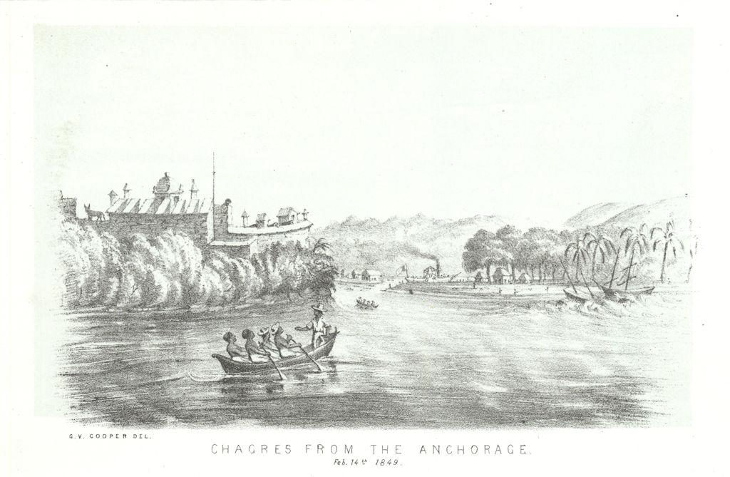 Associate Product 'Chagres from the anchorage'. Fort San Lorenzo, Panama, litho by G. Cooper 1853