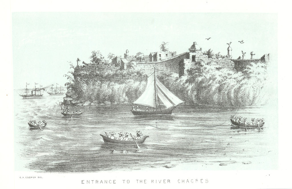 'Entrance to the River Chagres'. Fort San Lorenzo, Panama. G. Cooper litho 1853