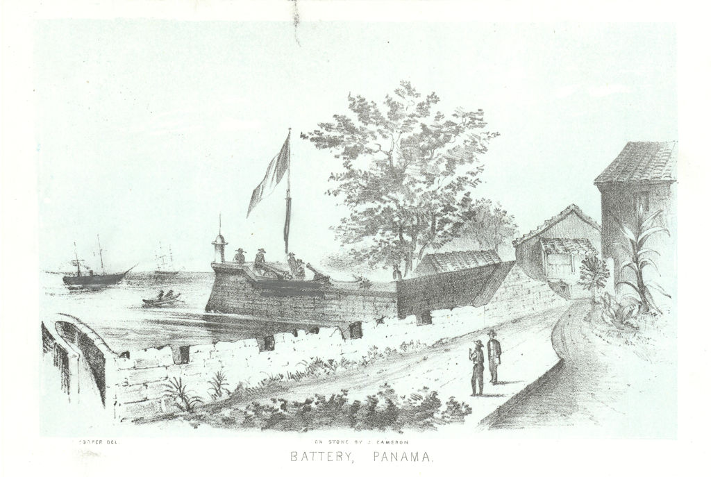 Associate Product 'Battery, Panama'. Panama City. Lithograph by George Cooper 1853 old print