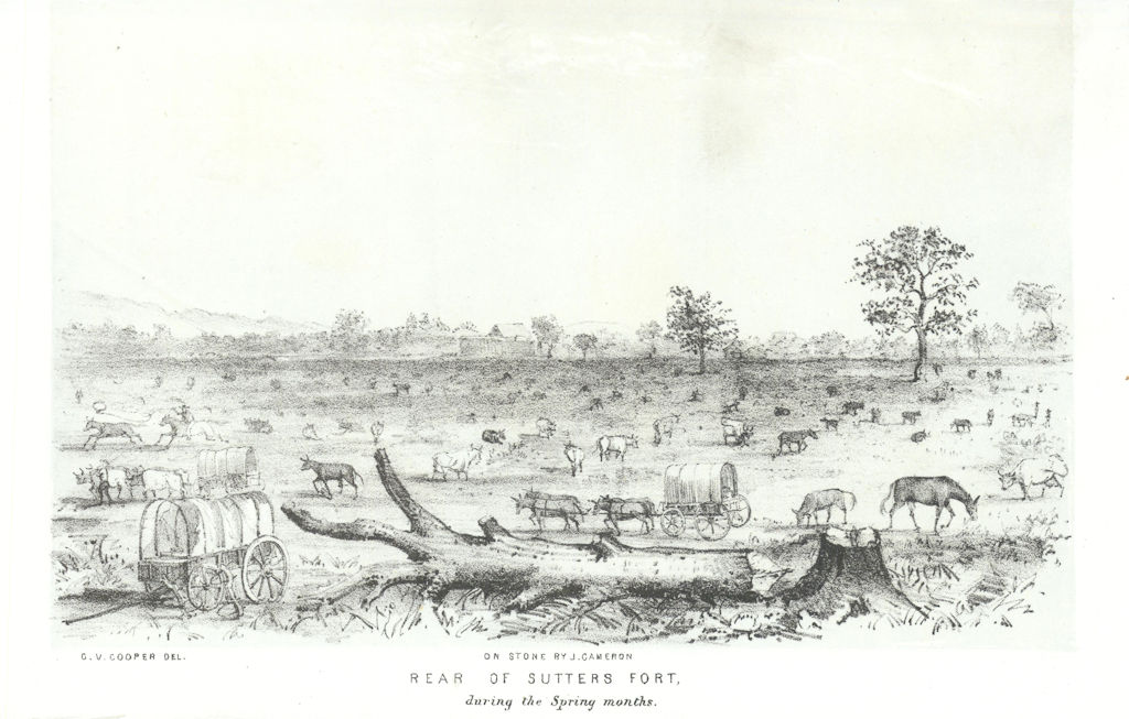 'Rear of Sutter's Fort during the spring months', California, by G. Cooper 1853