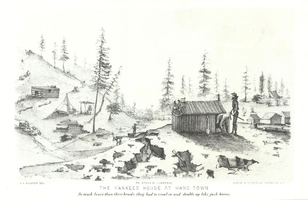 The Yankees house at Hangtown', Placerville, California gold rush. Cooper 1853