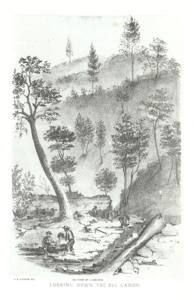 Associate Product 'Looking down the Big Canon', California gold rush. George Cooper litho 1853