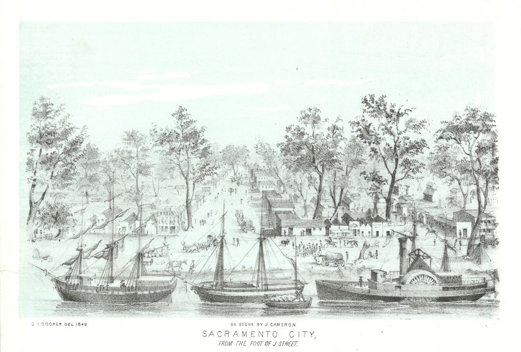 Associate Product 'Sacramento City, from the foot of J Street', California gold rush. Cooper 1853