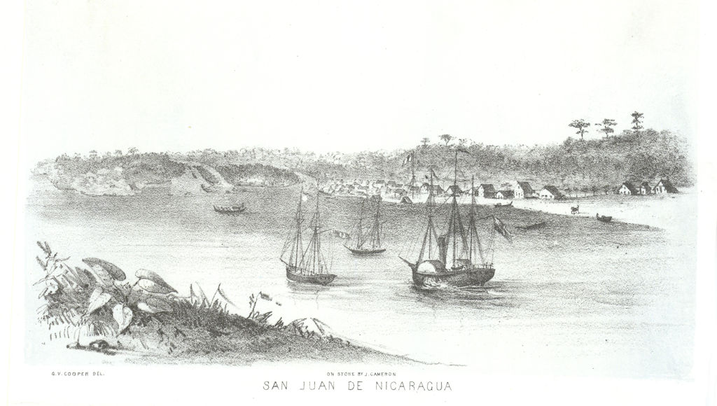 'San Juan de Nicaragua', lithograph by George Cooper 1853 old antique print