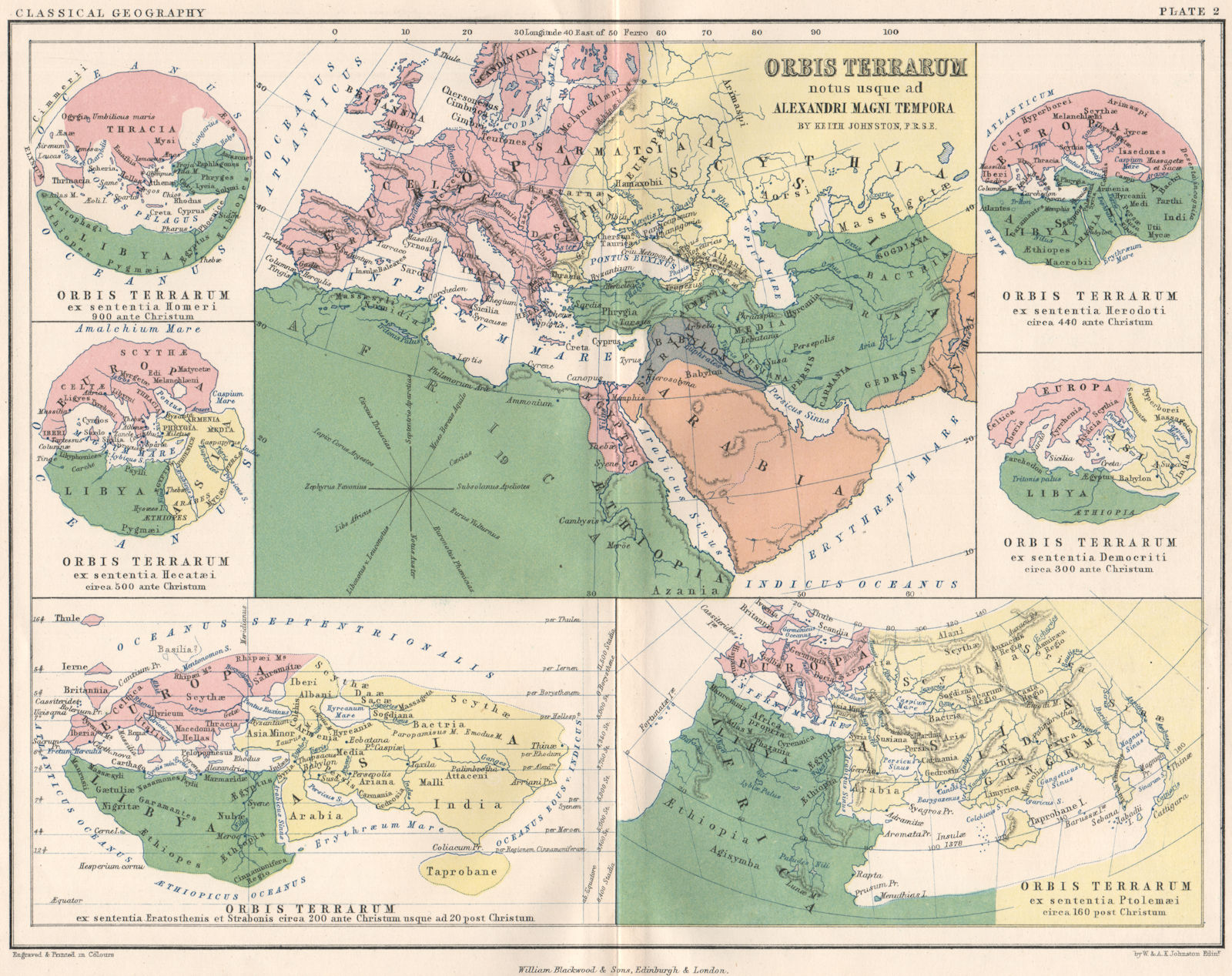 'Orbis Terrarum'. Ancient World. Time of Alexander the Great. JOHNSTON 1855 map