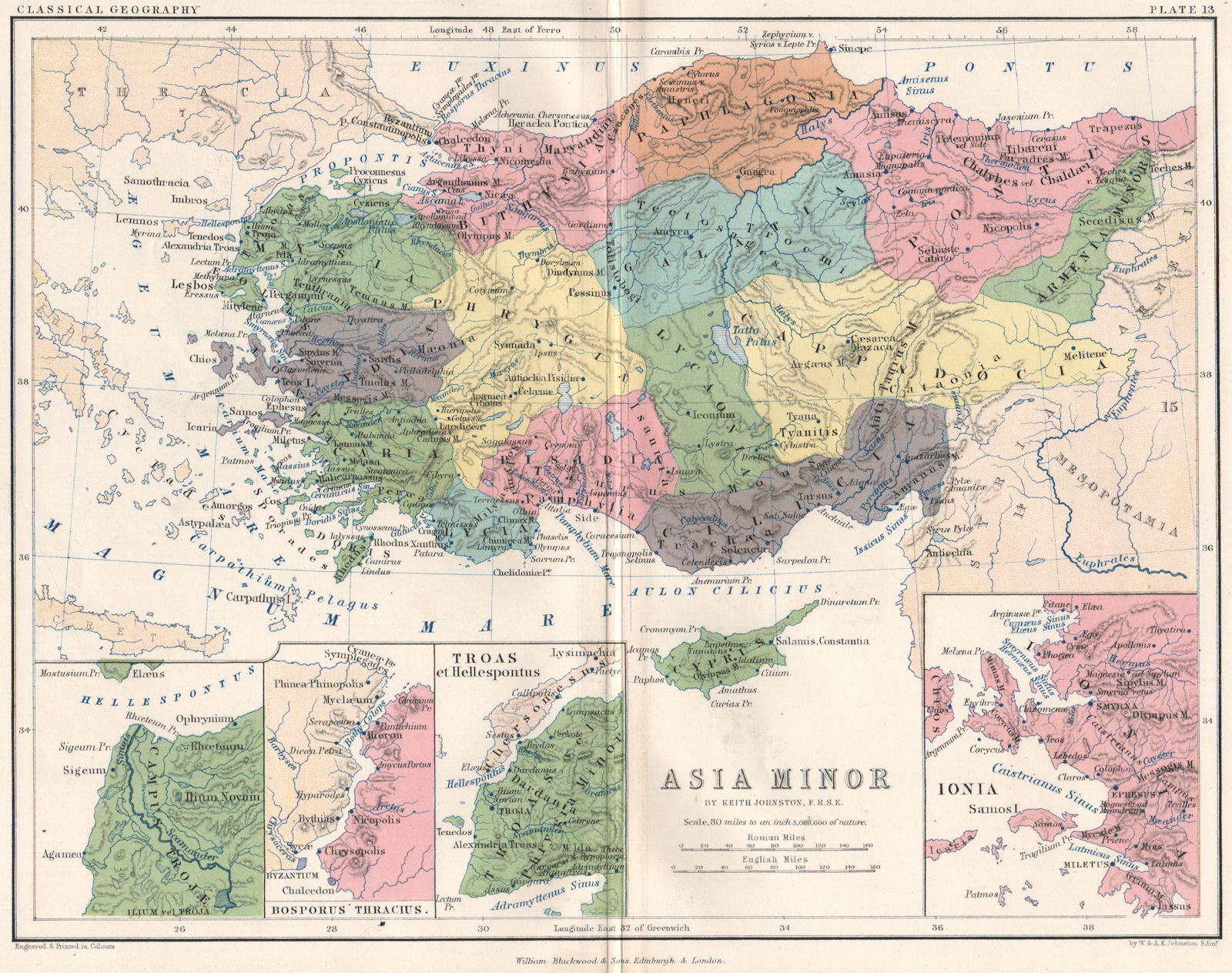 Associate Product 'Asia Minor'. Ancient Turkey. Sigeum Chrysopolis Troas Ionia. JOHNSTON 1855 map