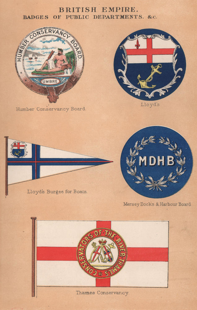 Associate Product BRITISH FLAGS Thames/Humber Conservancy.Lloyd's Burgee.Mersey Docks Harbour 1916
