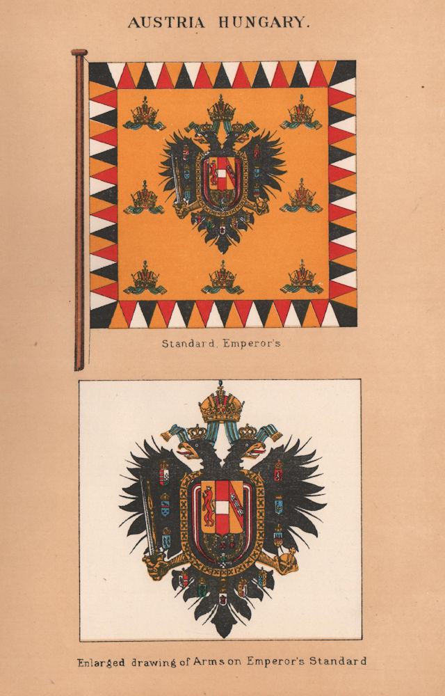 AUSTRIA-HUNGARY FLAGS. Emperor's Standard. Enlarged Arms 1916 old print