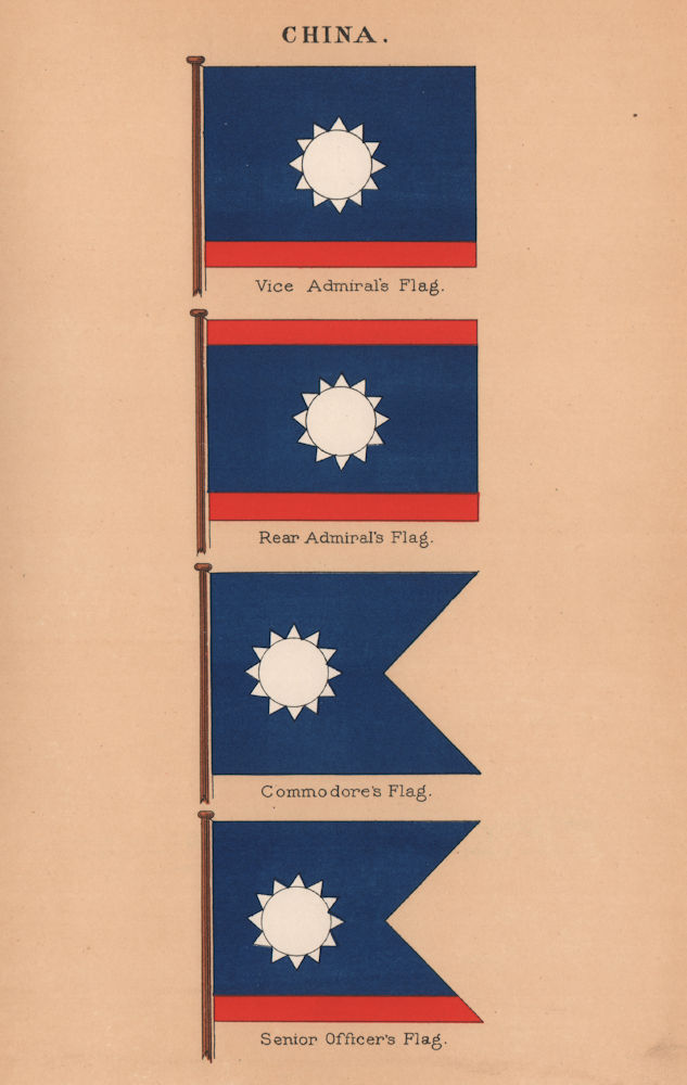 Associate Product CHINA FLAGS. Vice Admiral. Rear Admiral. Commodore. Senior Officer 1916 print
