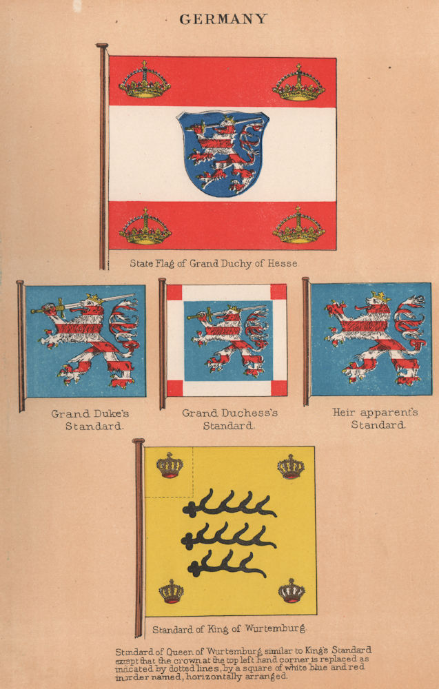 Associate Product GERMANY FLAGS. Grand Duchy of Hesse. Duke's Standard. King of Wurtemberg 1916