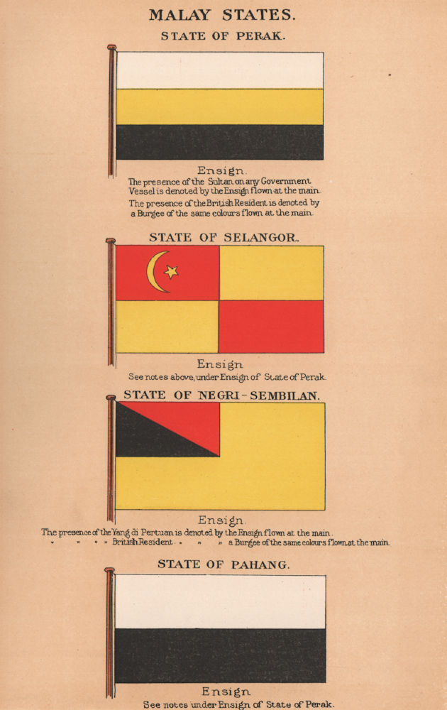 MALAY STATES FLAGS & ENSIGNS. Perak. Selangor. Negri-Sembilan. Pahang 1916