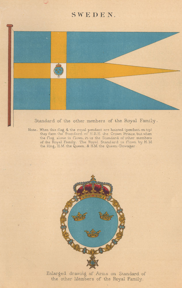 Associate Product SWEDEN FLAGS. Standard of the other members of the Royal Family. Arms 1916