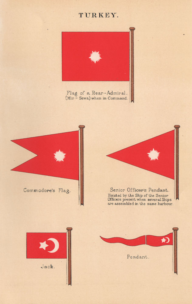 Associate Product TURKEY FLAGS Rear-Admiral Mir-Sewa Commodore Senior officer Pendant Jack 1916