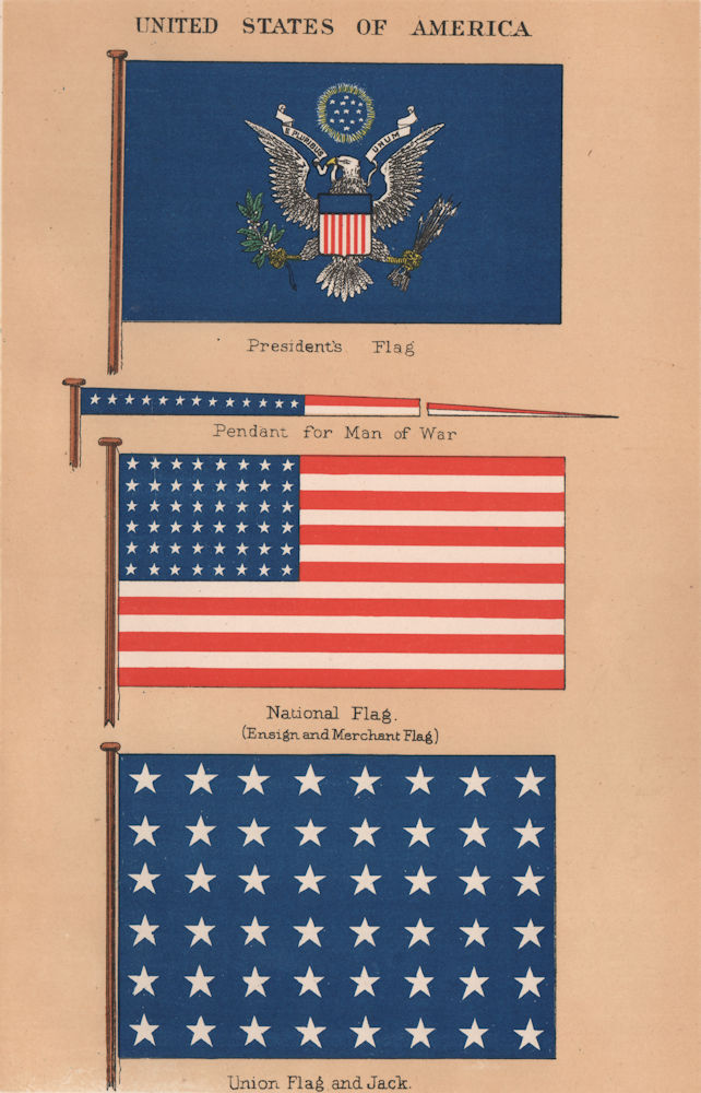 Associate Product USA FLAGS. President. Man of War pendant. National Flag. Union Flag & Jack 1916