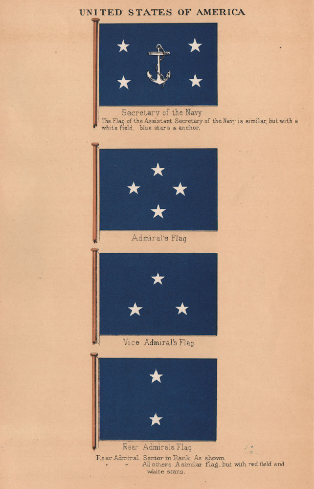 Associate Product USA FLAGS. Secretary of the Navy. Admiral. Vice Admiral. Rear Admiral 1916