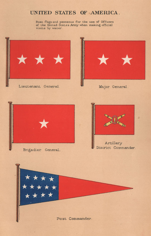 Associate Product USA FLAGS. Lieutenant/Major/Brig-General. Artillery District/Post Commander 1916