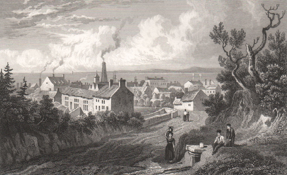Flint, Wales, by Henry Gastineau 1835 old antique vintage print picture