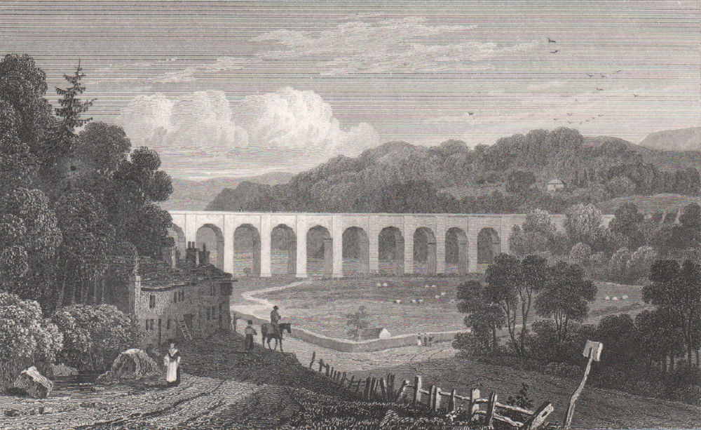 Associate Product Chirk Aqueduct, Denbighshire, Wales, by Henry Gastineau 1835 old antique print