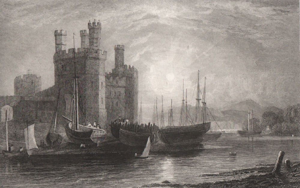 Associate Product Eagle Tower, Caernarfon Castle, Wales, by Henry Gastineau 1835 old print