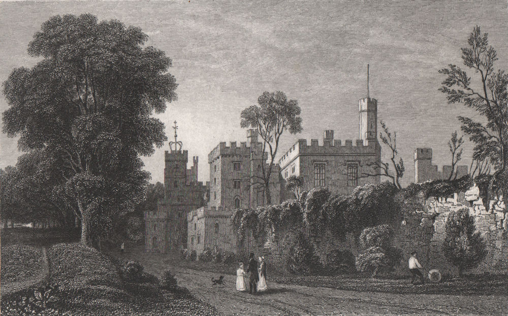 Ruthin Castle, Denbighshire, Wales, by Henry Gastineau 1835 old antique print