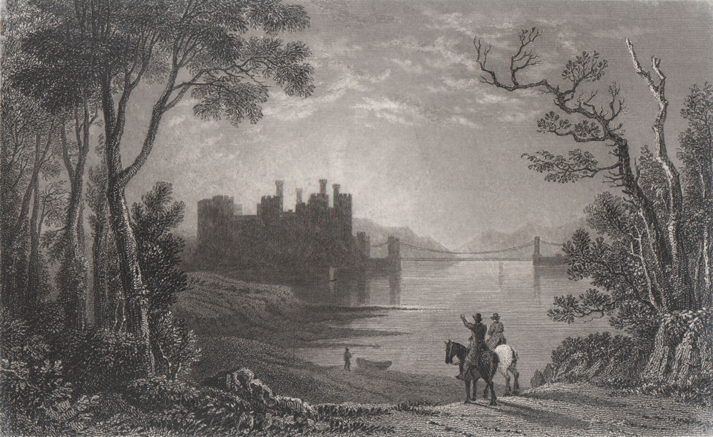 Associate Product Conwy Castle, Wales, by Henry Gastineau 1835 old antique vintage print picture
