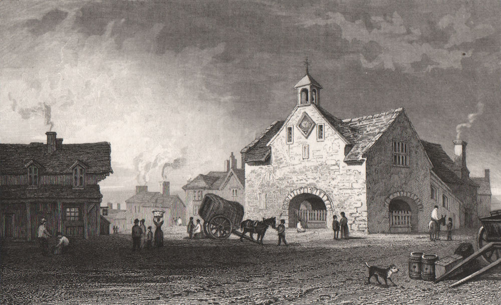 Associate Product Town Hall, Ruthin, Denbighshire, Wales, by Henry Gastineau 1835 old print
