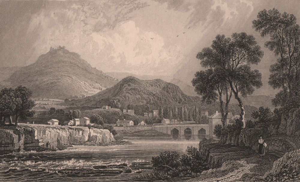 Llangollen, Denbighshire, Wales, by Henry Gastineau 1835 old antique print