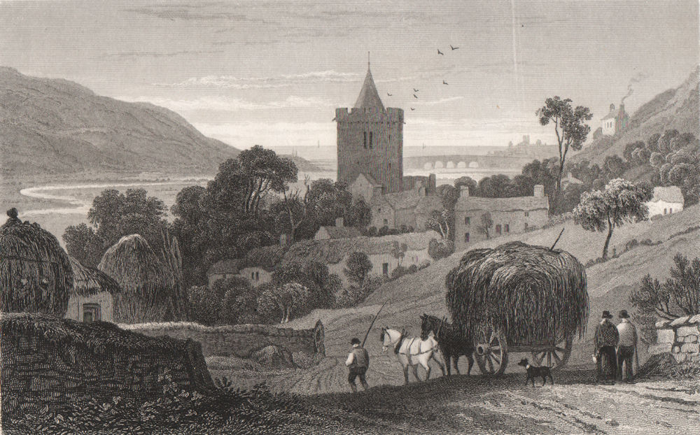 Llanbadarn Fawr, Cardiganshire, Wales, by Henry Gastineau 1835 old print