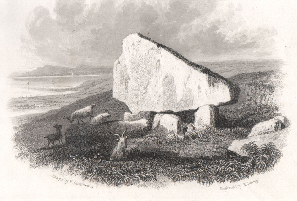 Arthur's Stone, Gower, near Swansea, Wales, by Henry Gastineau 1835 old print