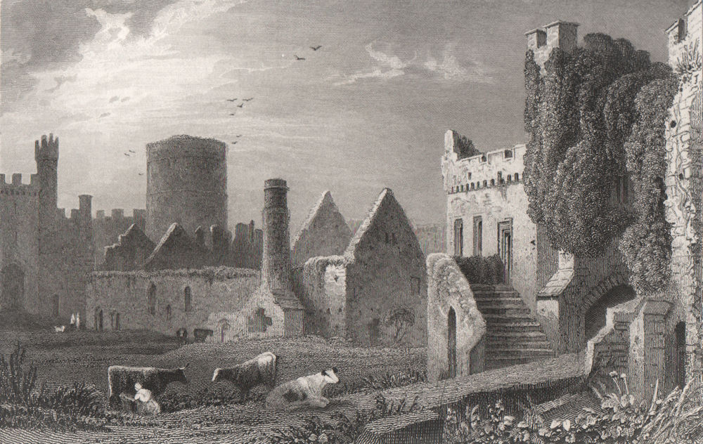 Inner Court of Manorbier Castle, Pembrokeshire, Wales, by Henry Gastineau 1835