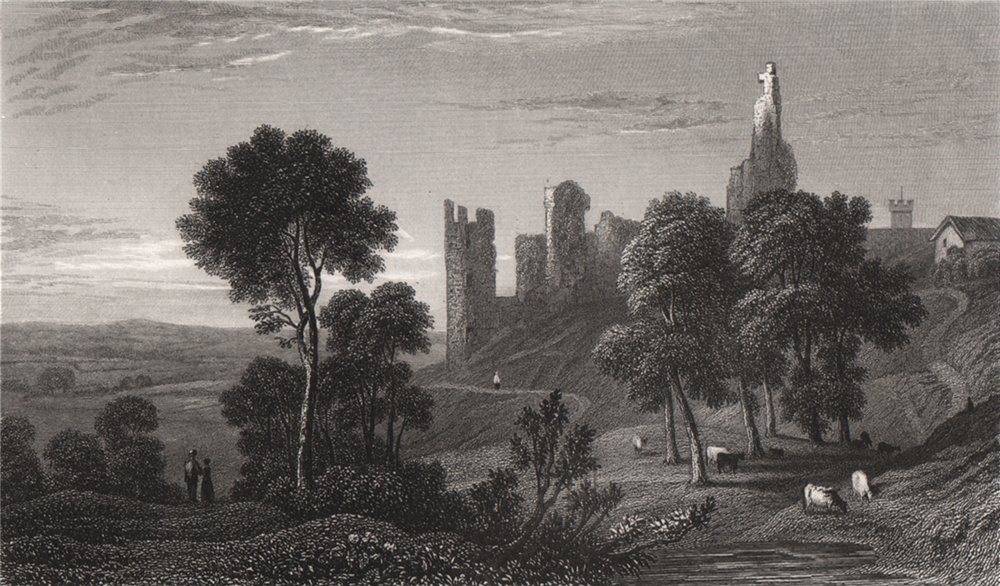 Associate Product Narberth Castle, Pembrokeshire, Wales, by Henry Gastineau 1835 old print