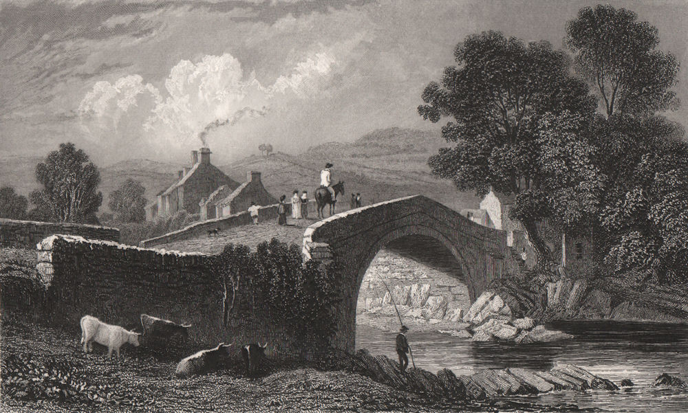 Associate Product Rhaeadr Bridge, Radnorshire. Rhayader, Wales, by Henry Gastineau 1835 print