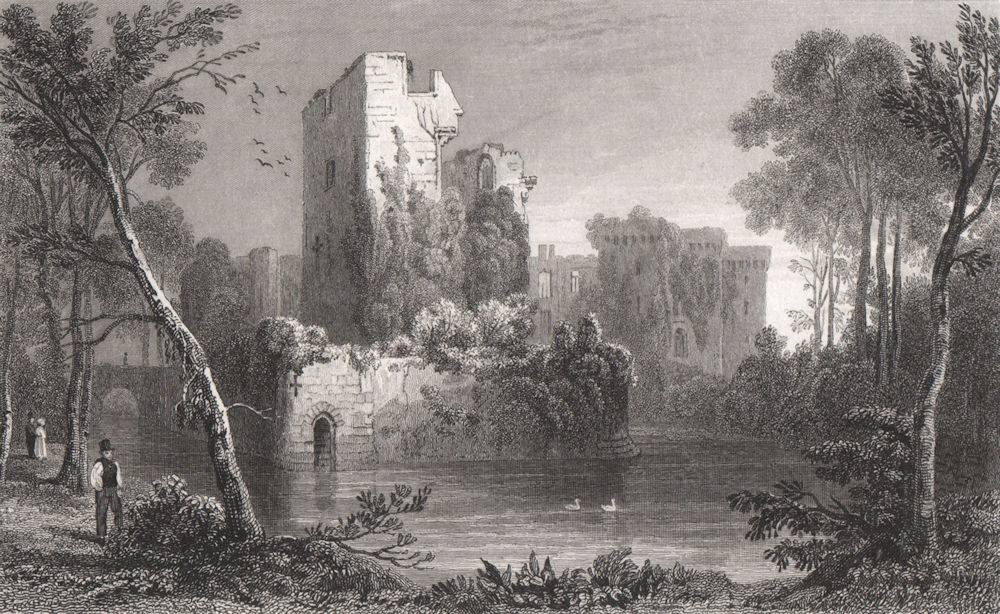Associate Product Raglan Castle, Monmouthshire, Wales, by Henry Gastineau 1835 old antique print
