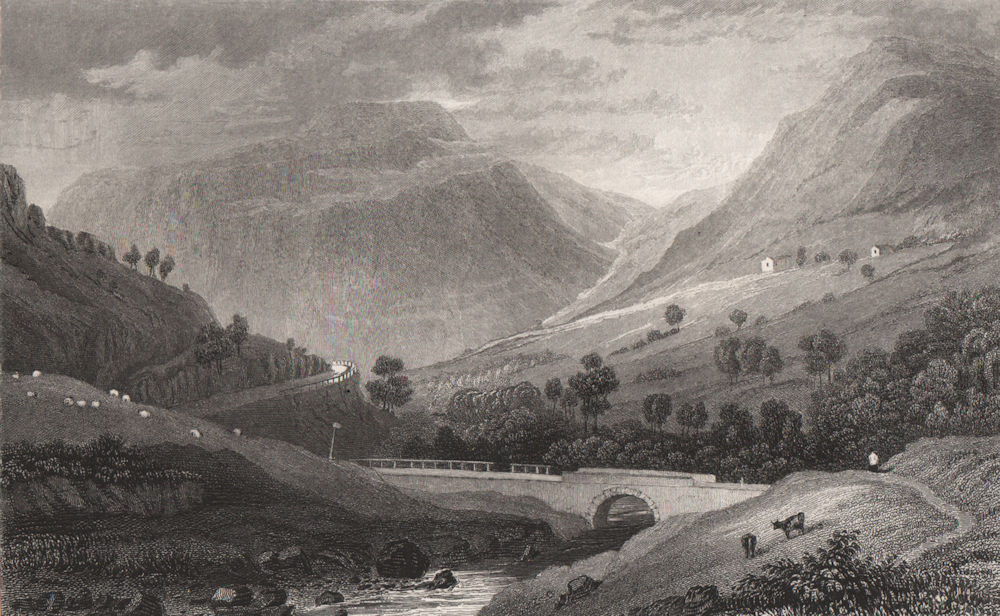 View near Rhayader, Radnorshire, Wales, by Henry Gastineau 1835 old print
