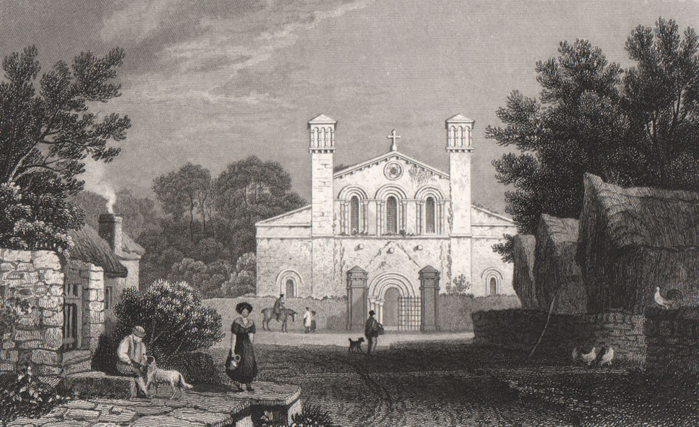 Margam Church, Glamorganshire, Wales, by Henry Gastineau 1835 old print