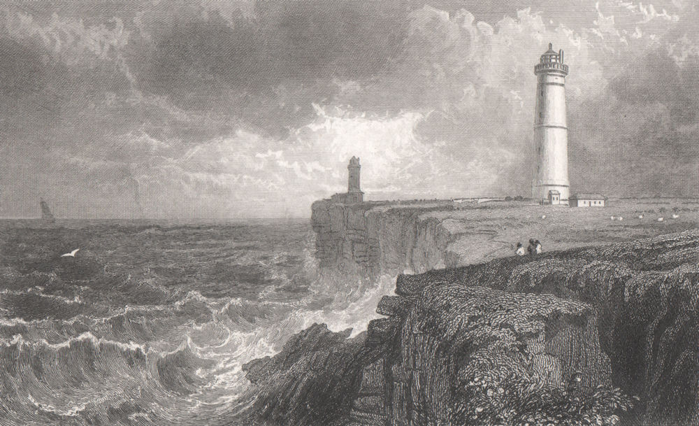 Lighthouse at Nash Point, St. Donats, Glamorganshire, by Henry Gastineau 1835