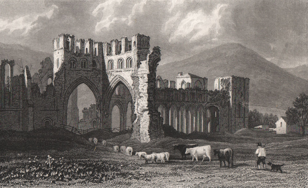 Llanthony Priory, Monmouthshire, Wales, by Henry Gastineau 1835 old print