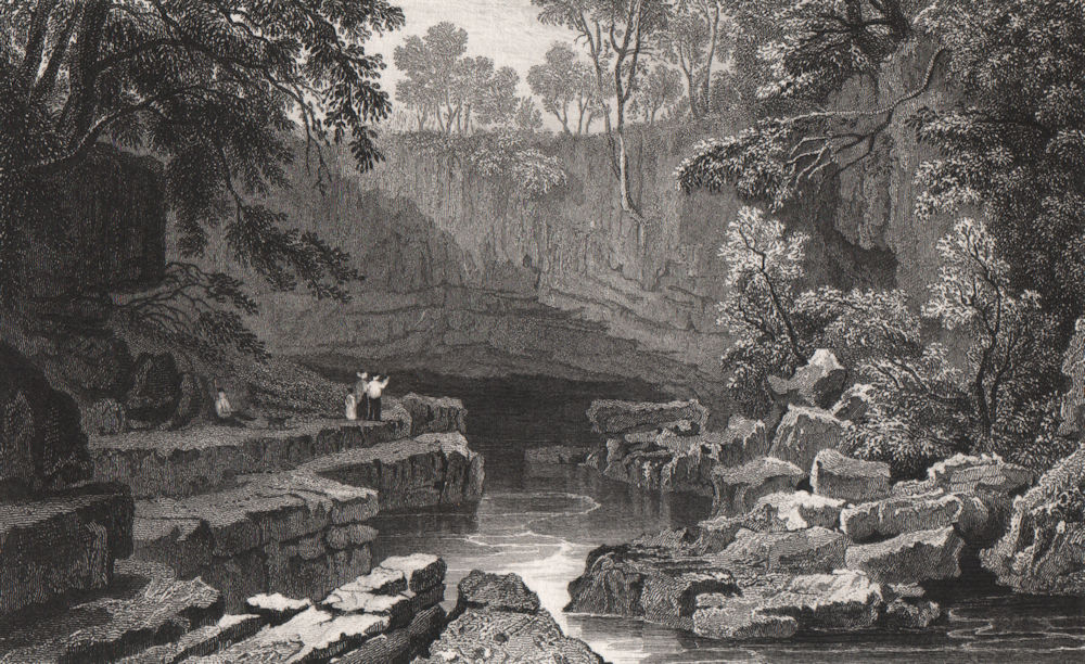 Associate Product Porth Yr Ogof, Breconshire, Wales, by Henry Gastineau 1835 old antique print