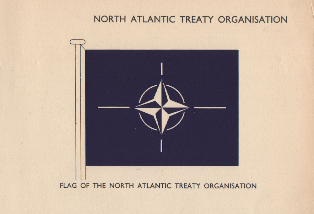 Associate Product NORTH ATLANTIC TREATY ORGANISATION FLAG. NATO 1958 old vintage print picture