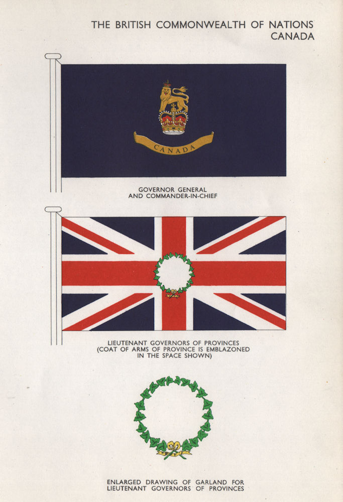 Associate Product CANADA FLAGS. Governor General & C-in-C. Lieutenant-Gov'rs of Provinces 1958