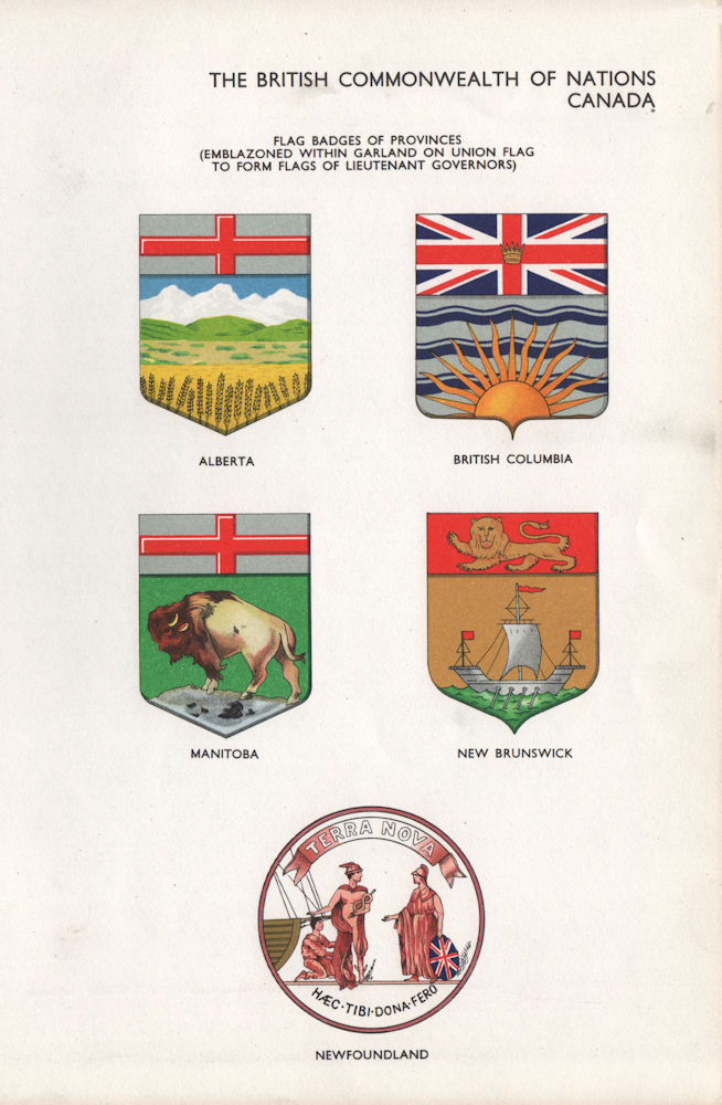 Associate Product CANADA PROVINCES FLAG BADGES. Alberta British Columbia Manitoba NB NL 1958