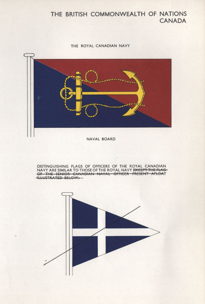 Associate Product CANADA NAVY FLAGS. Royal Canadian Navy. Naval Board 1958 old vintage print