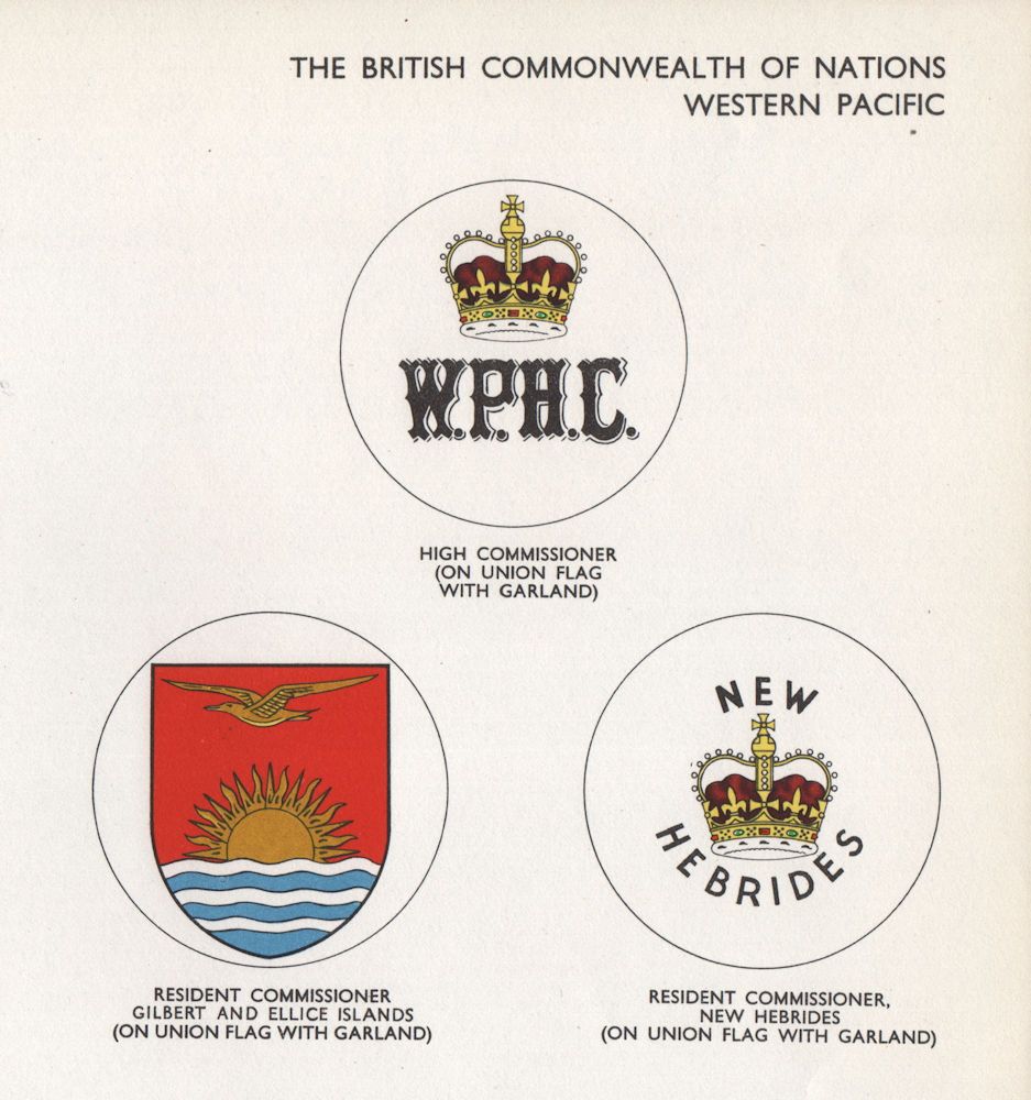 Associate Product WESTERN PACIFIC FLAGS. Commissioner Gilbert & Ellice Islands. New Hebrides  1958