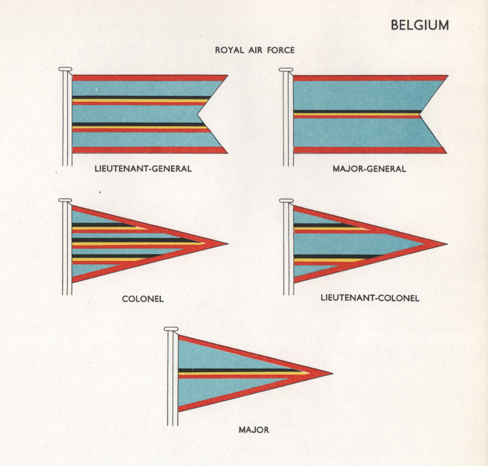 BELGIUM AIR FORCE FLAGS. Lieutenant-General. Major-General. Colonel. Major 1958
