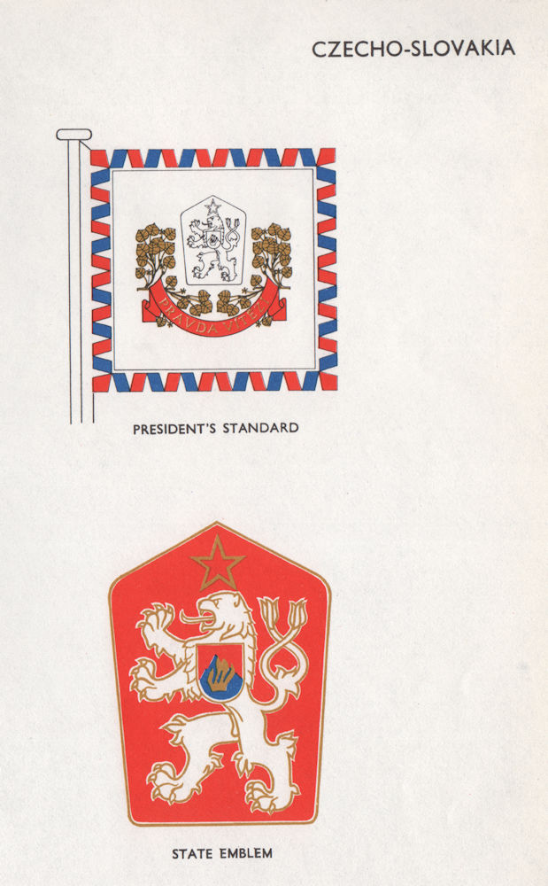 Associate Product CZECHOFLAGS-Slovakia. President's Standard. State Emblem 1958 old print