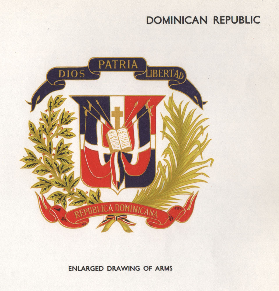 DOMINICAN REPUBLIC FLAGS. Arms 1958 old vintage print picture