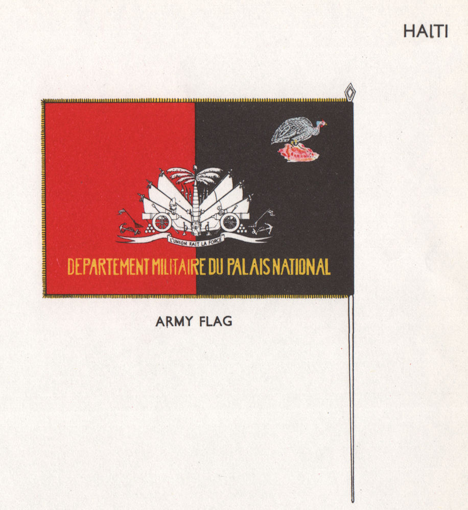 HAITI FLAGS. Army Flag 1958 old vintage print picture