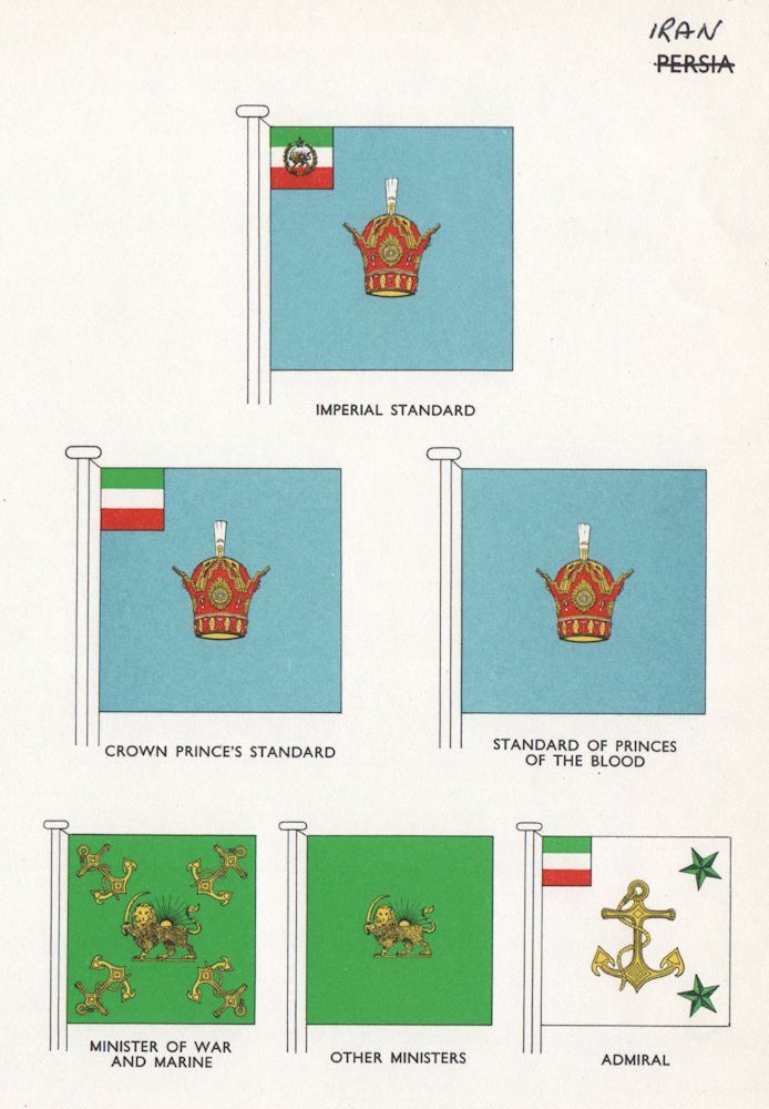 IRAN FLAGS. Imperial/Crown Prince's Standard of Princes of Blood. Ministers 1958