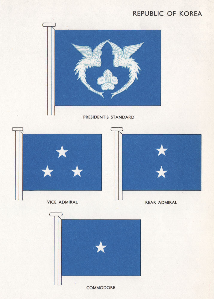 Associate Product KOREA FLAGS. President's standard. Vice admiral. Rear admiral. Commodore 1958