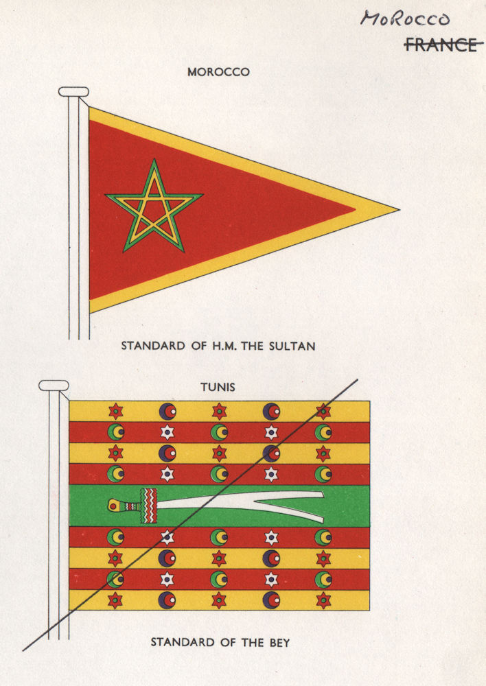 MOROCCO FLAGS. Standard of H.M. The Sultan. Tunis. Standard of the Bey 1958